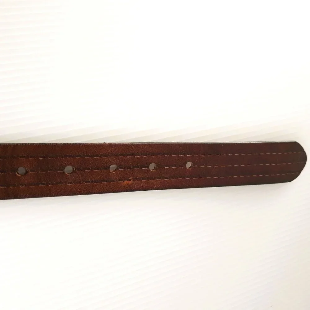 Fabio Corti Brown Leather Tooled Belt Medium Made in Italy